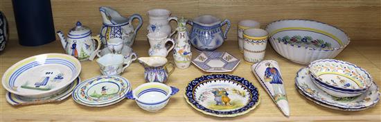 A group of Quimper pottery and other faience